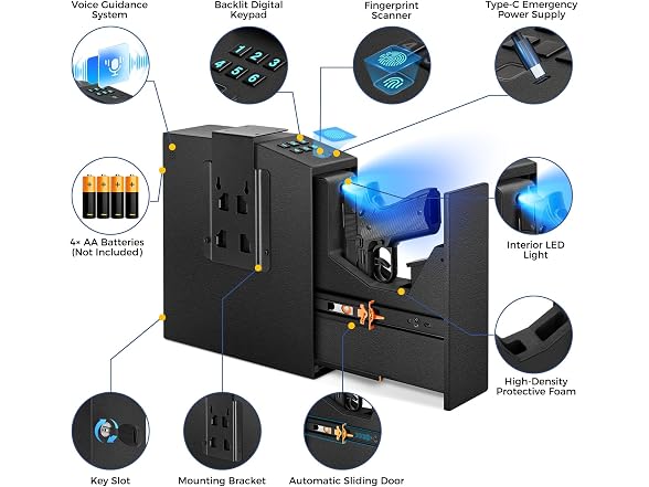 Biometric Slider Handgun Safe