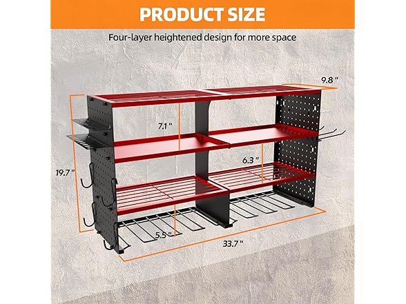 Dollate 4 Layer Power Tool Organizer Wall Mount
