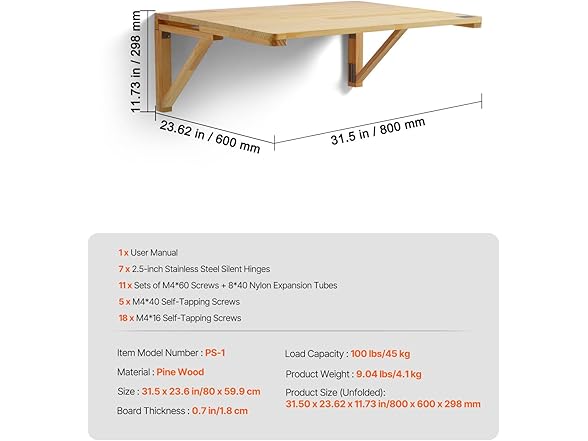 VEVOR Mounted Folding Table