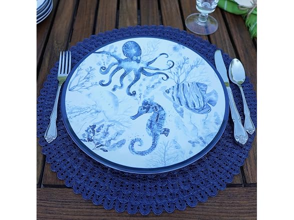Sea Life Melamine Dinner Plates Set of 6 