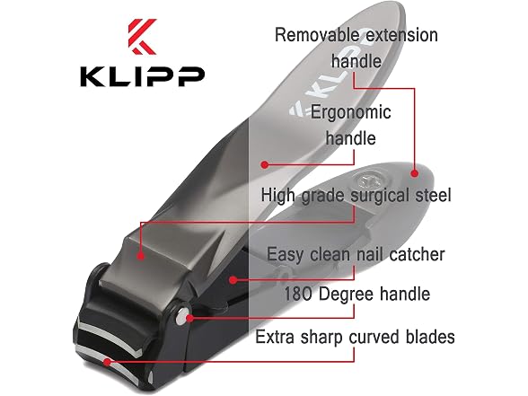 KLIPP Heavy Duty Nail Clippers with Catcher