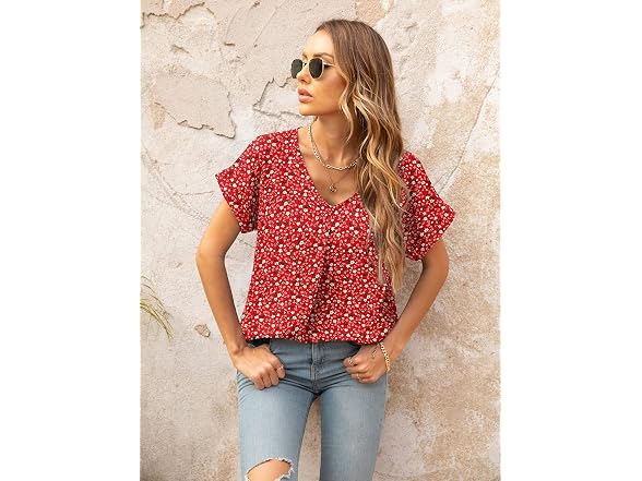 Quezhu Women (X-Large) Blouse Elegant Neck Tops