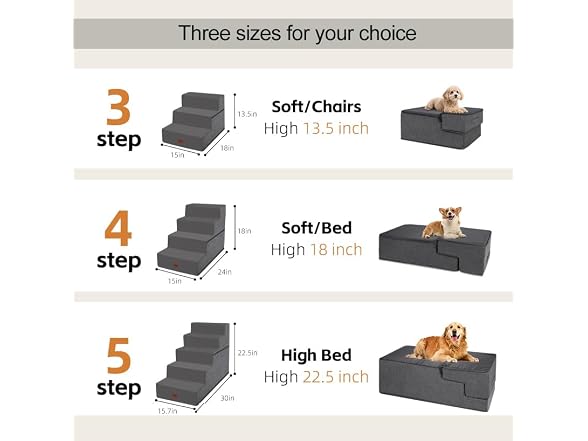 NAPWAYS Dog Stairs for Small Dogs, 18"