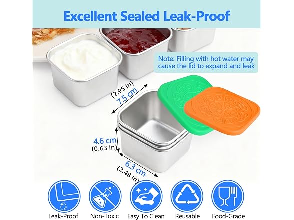 WAWINY 8 Pack Stainless Steel Snack Containers - 6oz