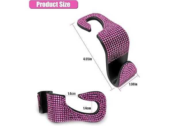 Car Seat Hooks 4Pcs Bling Rhinestone