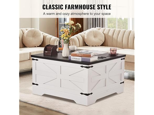 31.5" Hinged Farmhouse Coffee Table