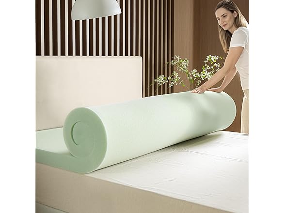 ZINUS 4" Green Tea Memory Foam Mattress Topper