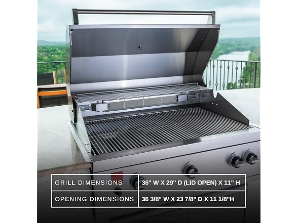 Fuego F36S-Pro-B Built-in All 304SS Gas Grill w/Lights & Rear Burner