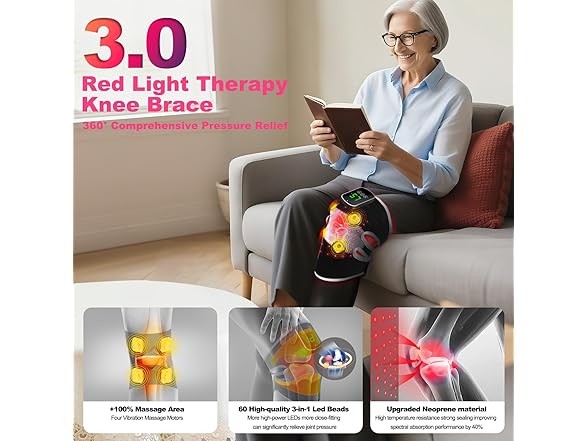 NGCES 3-in-1 Red Light Therapy Knee Brace