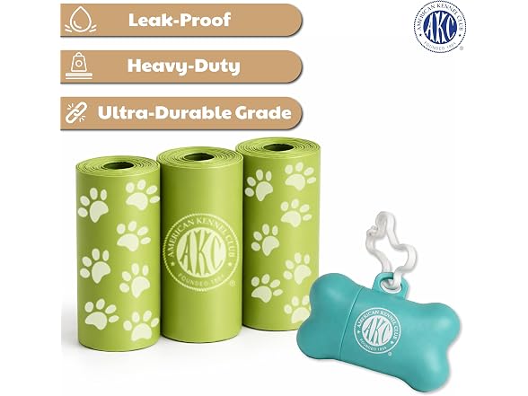 AKC - Dog Waste Bag Dispenser w 3 Refill Rolls