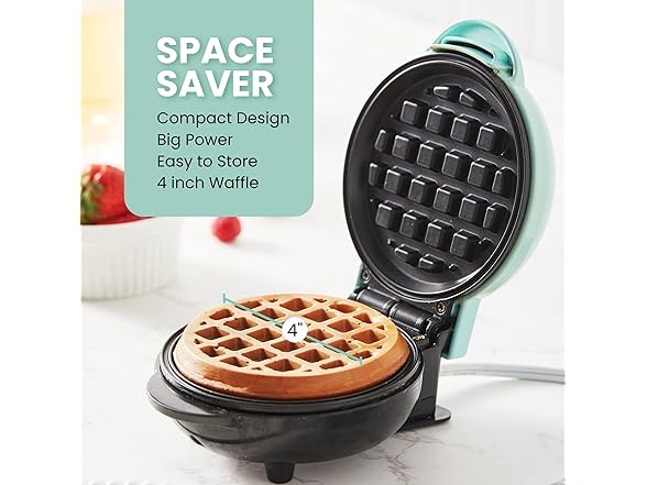 Elite Mini Waffle Maker Blue 5in