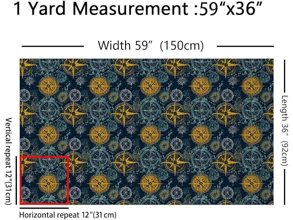 Castle Fairy Compass Print Fabric by The Yard