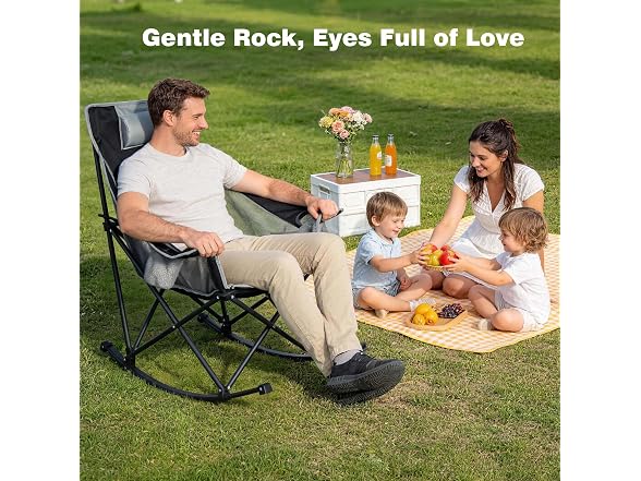 SUNNYFEEL Black 2pk Rocking Camping Chair W/ Headrest