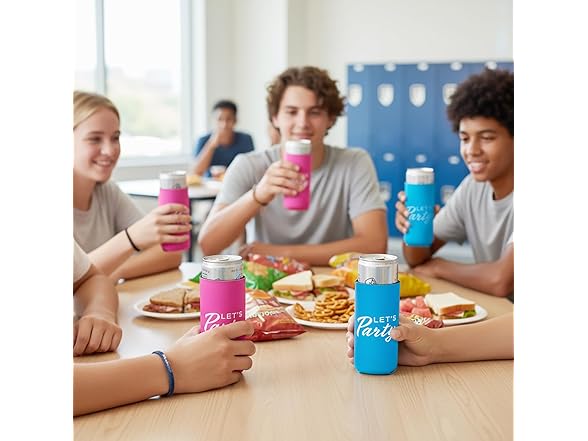 Slim Fit Can Coolers, 12 Pack, Lets Party Design
