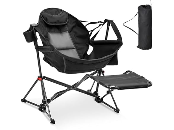 Ainfox Hammock Camping Chair with Footrest, Foldable Portable Rocking Chairs for Adults