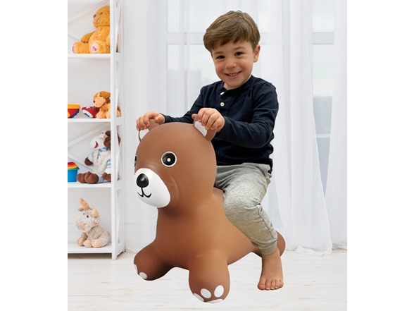 BounceZiez Inflatable Bouncy Ride-On Hopper - Teddy Bear