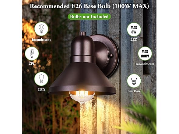 Brightever Outdoor Barn Wall Light Fixtures, 2-Pack
