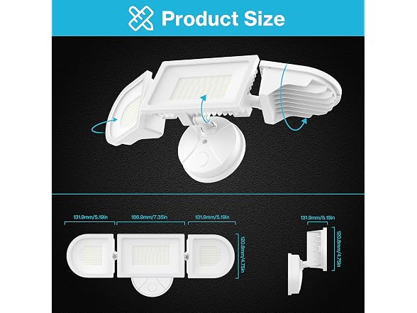 Olafus 130W 3-Head LED Flood Light IP65