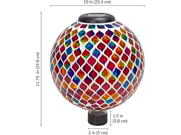 Sunnydaze 10-Inch Solar Gazing Ball for Garden, Summer Trellis