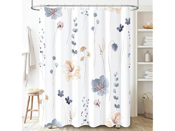 Floral Shower Curtain Set Blue 72x72