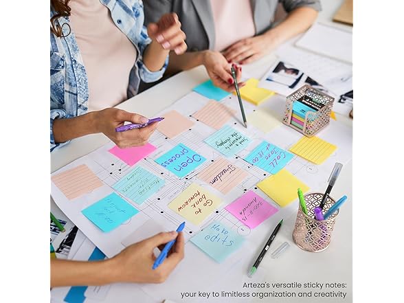 ARTEZA Sticky Notes, 3x3 Inches, 48 Lined & Blank Pads
