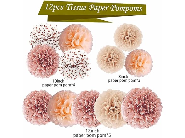 KUNYYI Rose Gradient Tissue Paper Pom