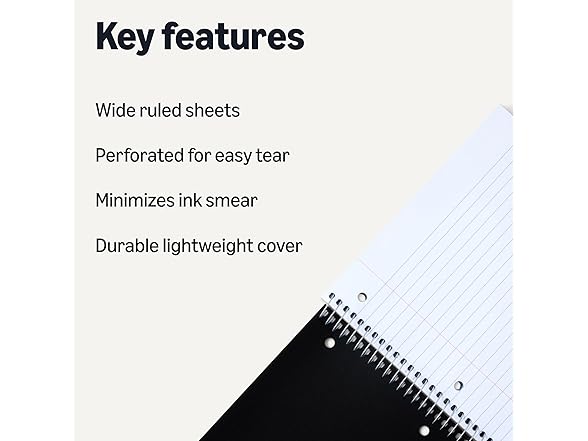 Amazon Basics 3-Subject Notebook Blk 2pk