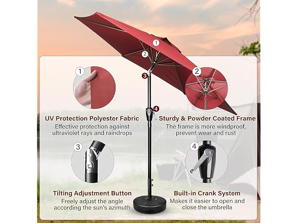 Simple Deluxe 9ft Patio Umbrellas 2-Pack Red