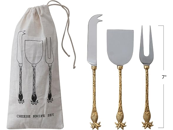 Creative Co-Op 3 pcs Stainless Steel Cheese Knives
