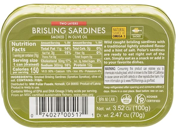 1PK MW Polar Smoked Brisling Sardines, Wild Caught