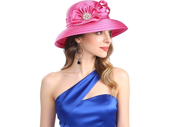 Forbusite Women (M) Church Derby Hats Bucket Brim