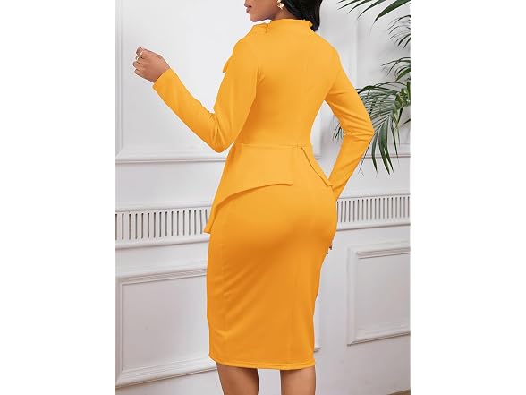 WanMem Women (L) Formal Bodycon Peplum Party Dress