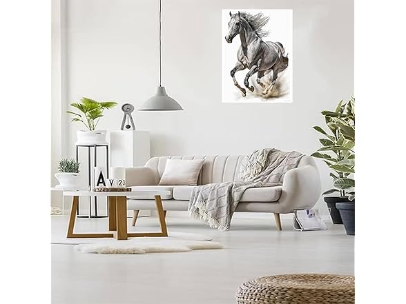 HMDIIMGE Diamond Painting Kits, Dappled Gray Horse