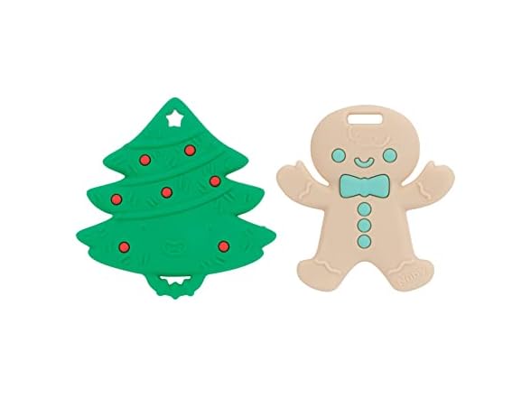 Nuby All Silicone Holiday Tree & Gingerbread Man Cookie Teether