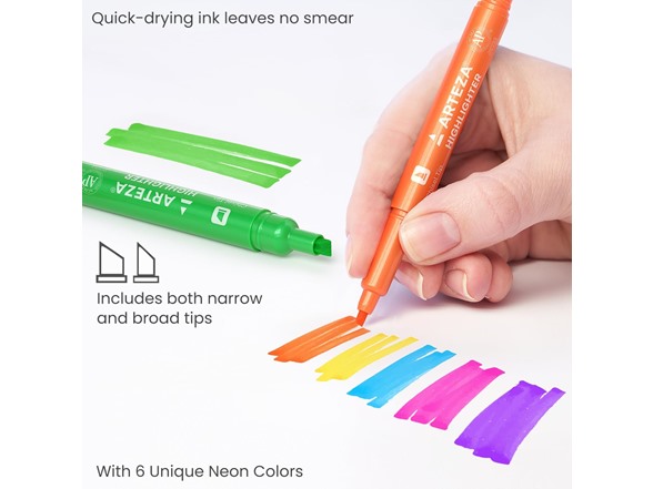 ARTEZA Highlighters Assorted Colors, 60-ct
