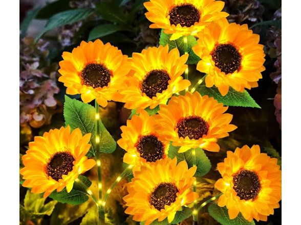 Hakol 3 Pack Solar Garden Lights with 9 Sunflower Lights