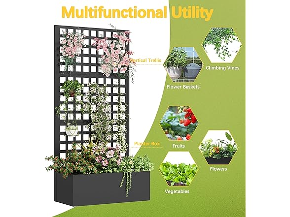 UPHYB Metal Planter Box with Trellis