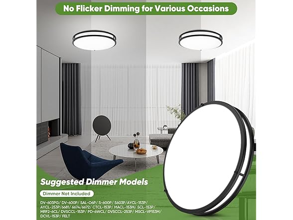 TOBUSA 2 Pack 50W LED Ceiling Lights Matte Black