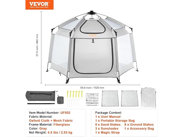 Baby Playpen with Canopy, Indoor/Outdoor