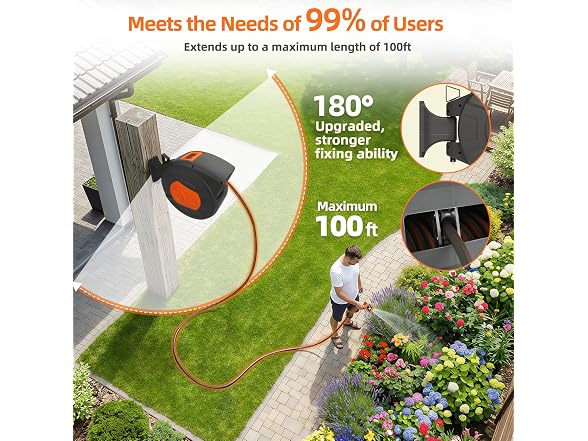 Entgard Retractable Garden Hose Reel 100FT