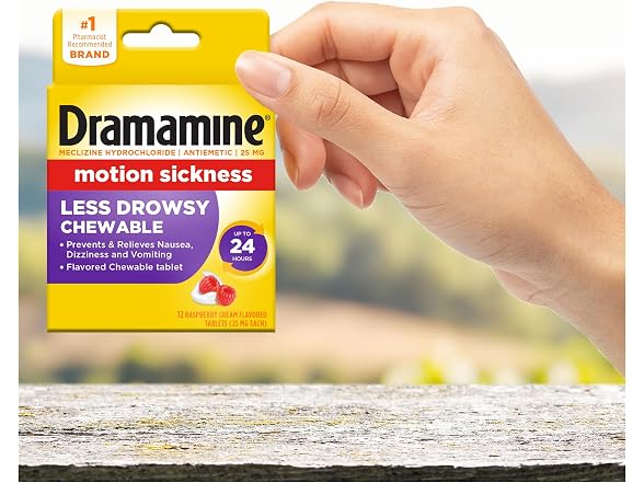Dramamine Less Drowsy Raspberry Chewable 12ct