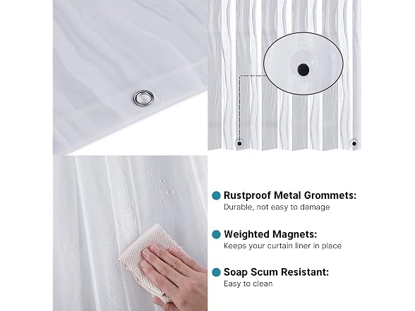 Yimobra EVA Clear Shower Curtain Liner, 8G He