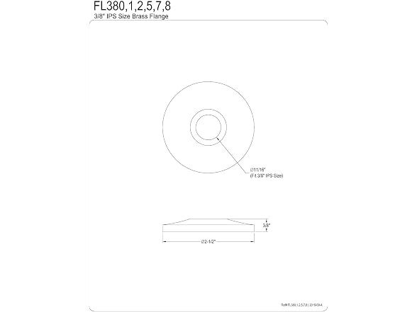 Kingston FL387 3/8" IPS Brass Flange, Brushed Brass