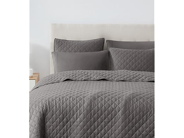 CANNON Percale Grey Full/Queen Quilt Set