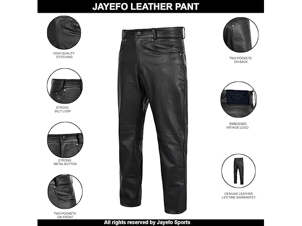 Jayefo Alpha Cycle Gear Leather Motorcycle Pant