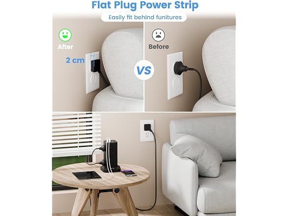 TAGZILO Power Strip Tower 1800J