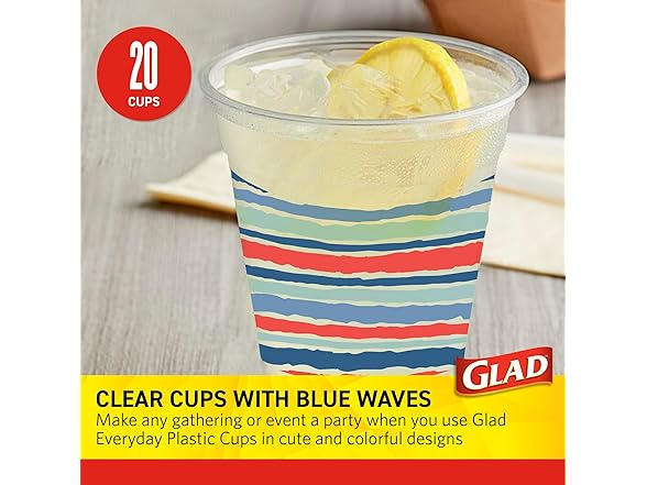 Glad Glad Everyday Clear Plastic Cups with Red, White, 