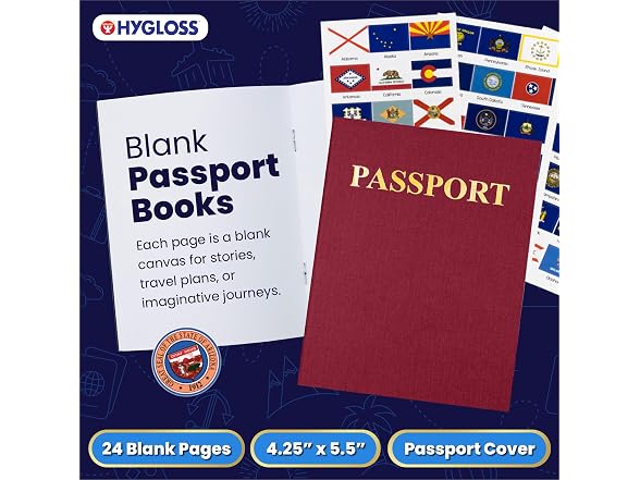 Fake Passport Book with Stickers – Bulk 10 Pack