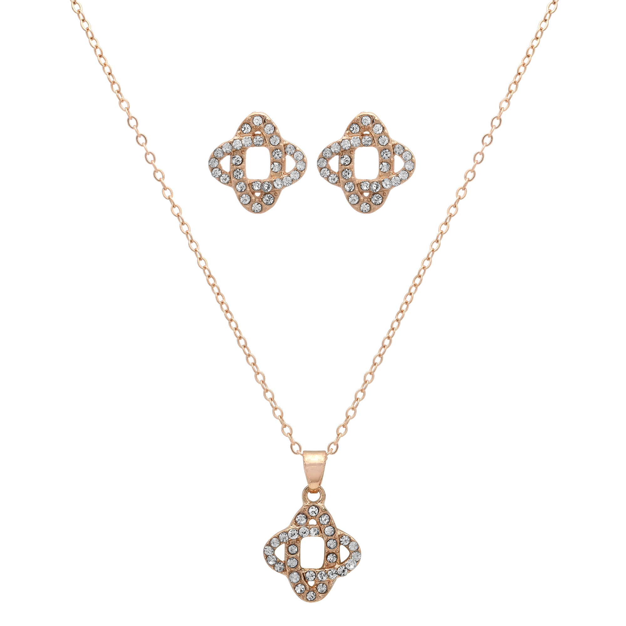 Clover CZ Necklace & Earring Set - Gallery 5