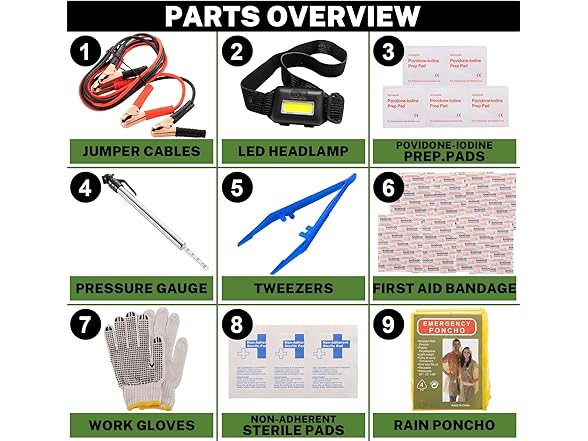 Car Emergency Kit with Battery Jumper Cables
